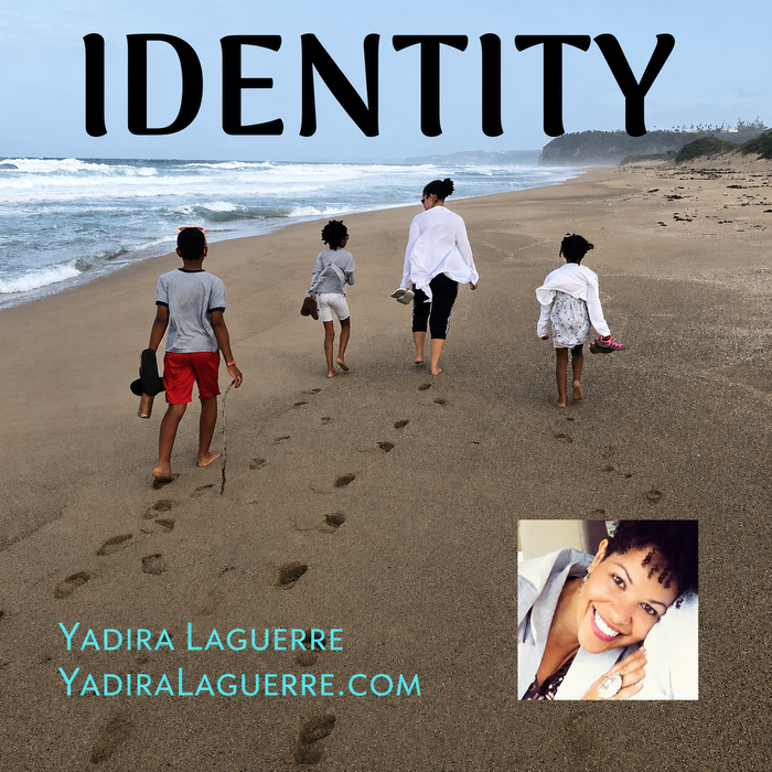 Identity album cover artwork showing Yadira and the kids walking along a beach